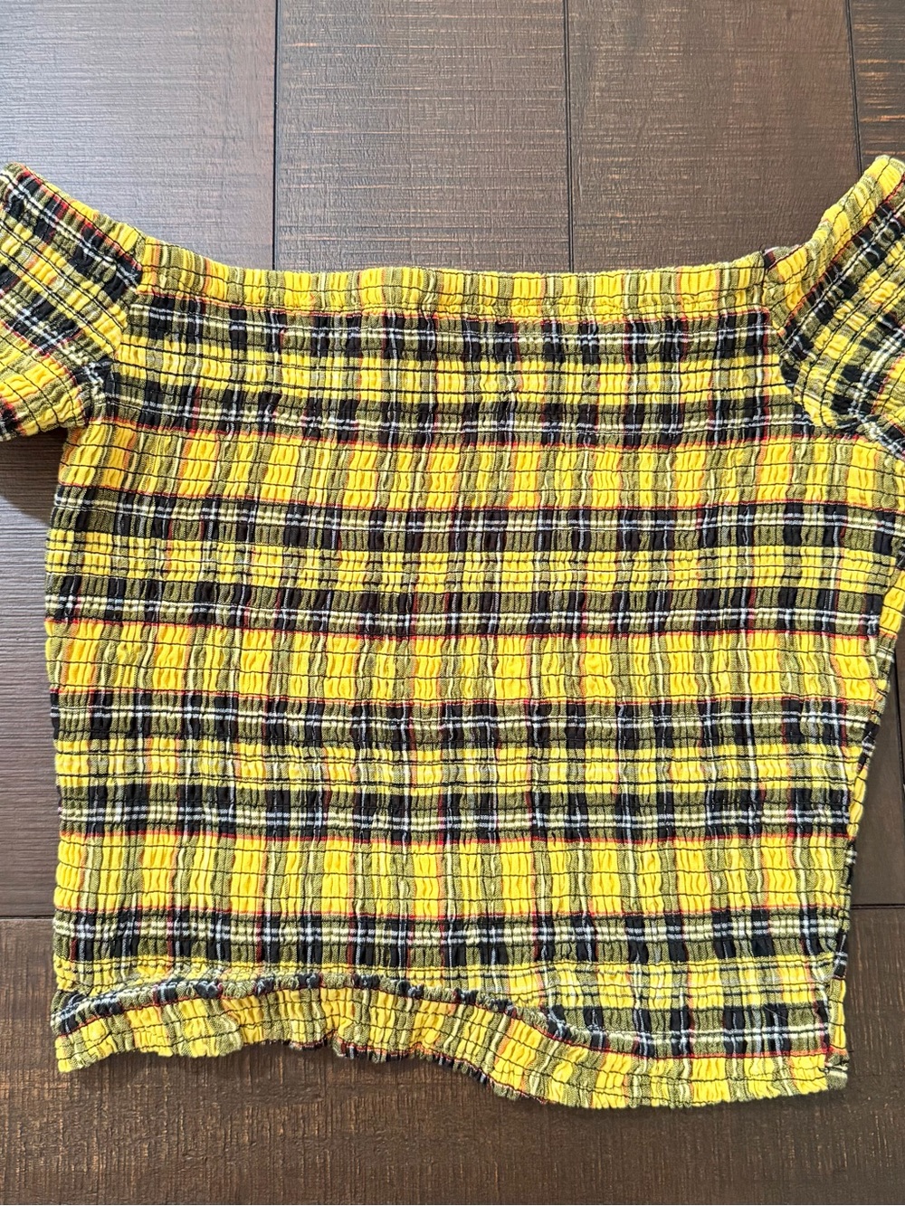 Hot Topic Yellow Black Plaid Crop Top